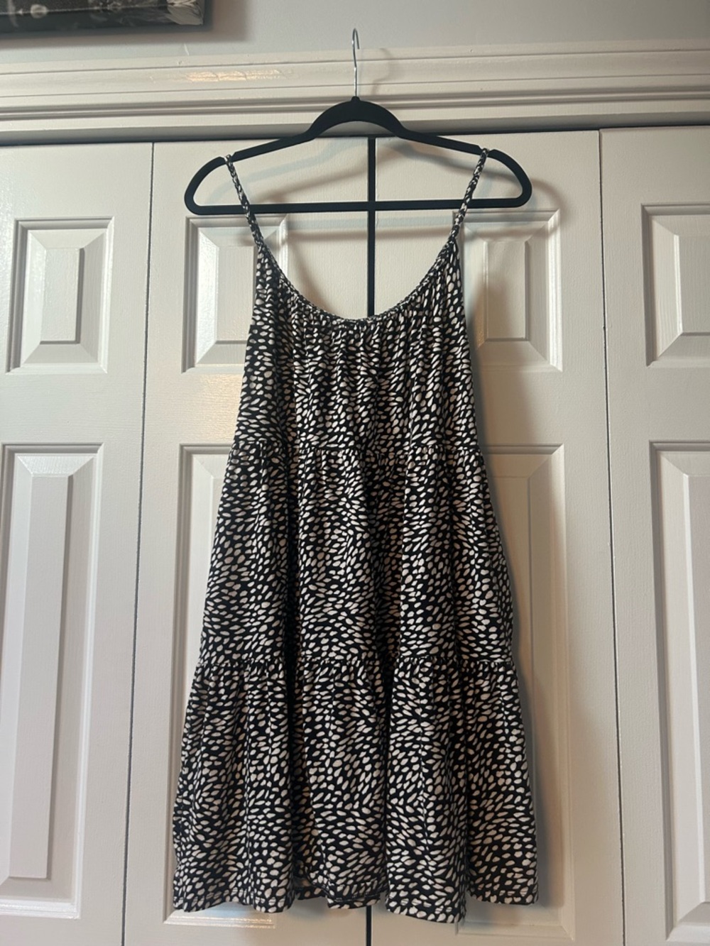 Old Navy Black and White Printed Spaghetti Strap Sundress